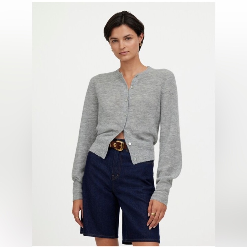 Madewell ribbed Alpaca Blend Cardigan Sweater Size XS Gray grey